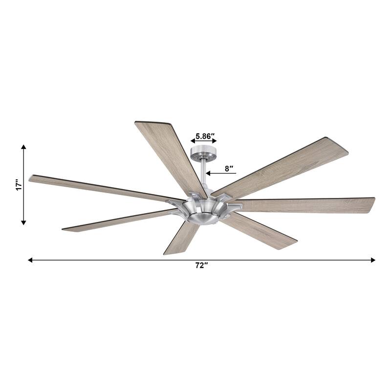 72" Wooden 7-Blade Large Outdoor Industrial DC Ceiling Fan with Remote