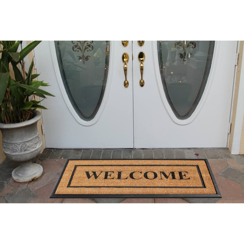 A1HC- Designer Hand-Crafted Rubber & Coir Frame Molded Double Door Mat, Perfect and more functional size