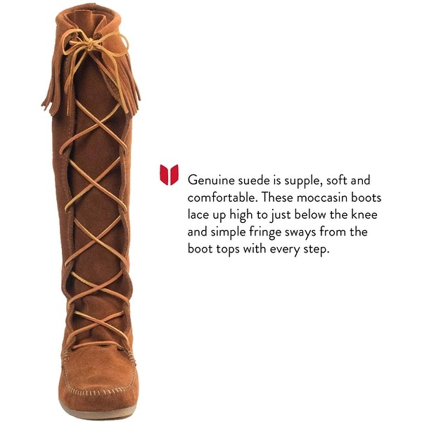 minnetonka knee high lace up boots