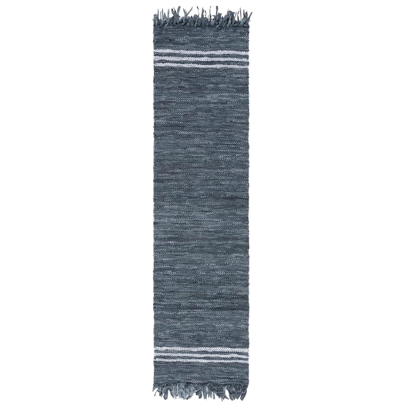 SAFAVIEH Handmade Vintage Leather Brandi Modern Rug - 2'3" x 9' Runner - Grey/Ivory