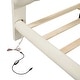 preview thumbnail 9 of 10, Beige Full Size Velvet Platform Bed with LED Frame, Thick & Soft Fabric