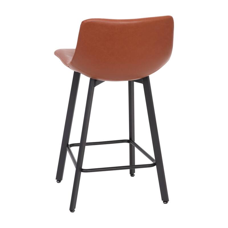 Set of 2 Armless Upholstered Metal Counter Stools