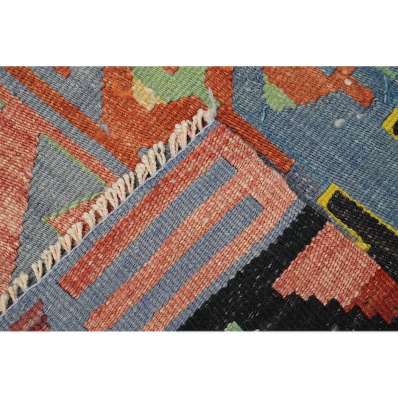 Hand Woven Oriental 100% Wool Carpet Southwestern Tribal Multi-Colored Kilim Area Rug - 10' 3'' X 5' 3''