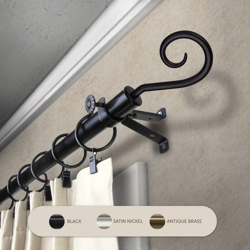 InStyleDesign Curve Adjustable Curtain Rod 13/16 inch dia. - 18 to 28 inches - Black