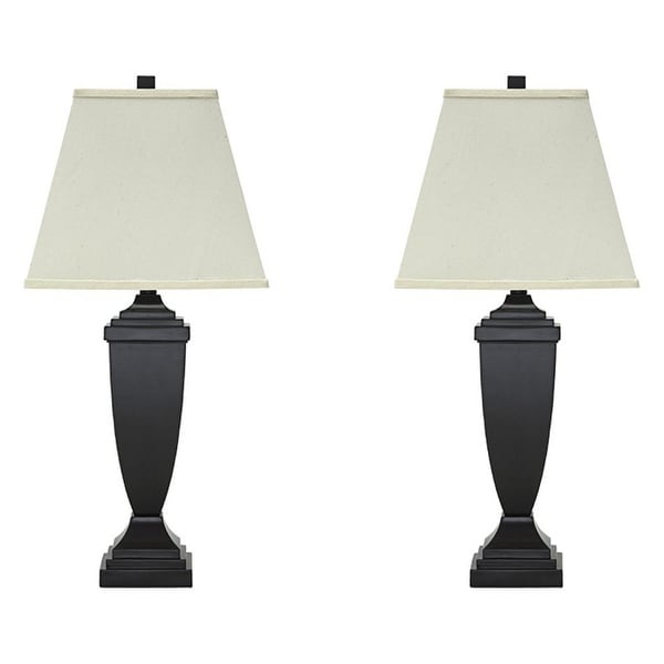 Resin Body Table Lamp with Square Hardback Shade, Set of 2, Black and White. Opens flyout.