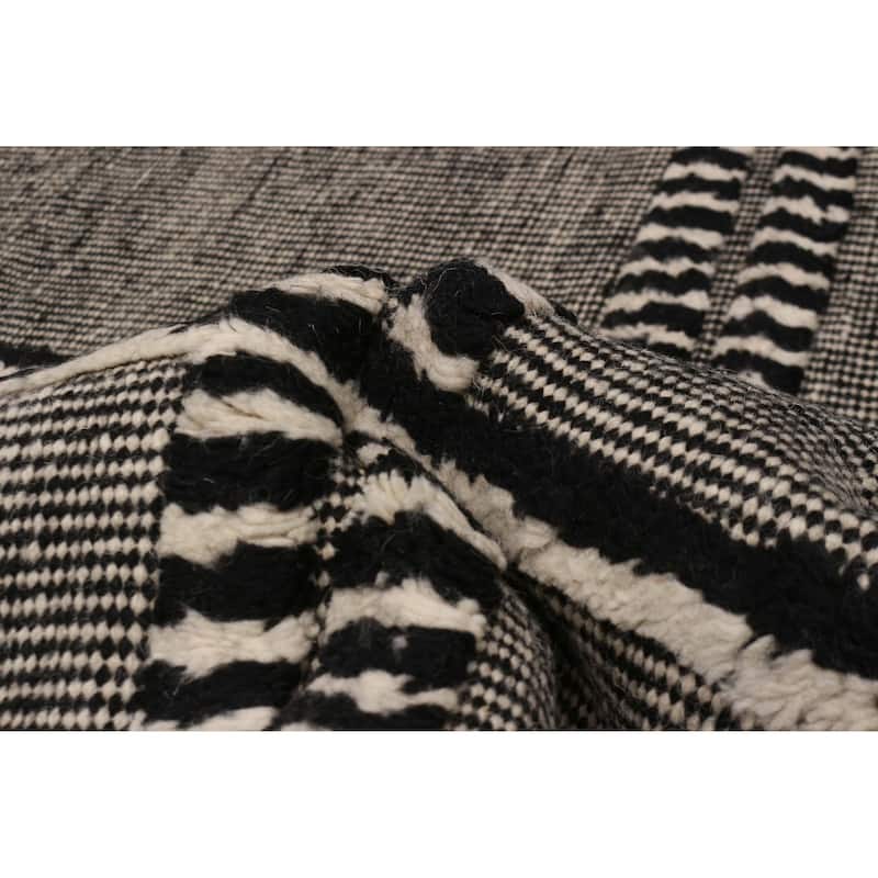 ECARPETGALLERY Hand-knotted Tangier Black, Cream Wool Rug - 8'2 x 10'2