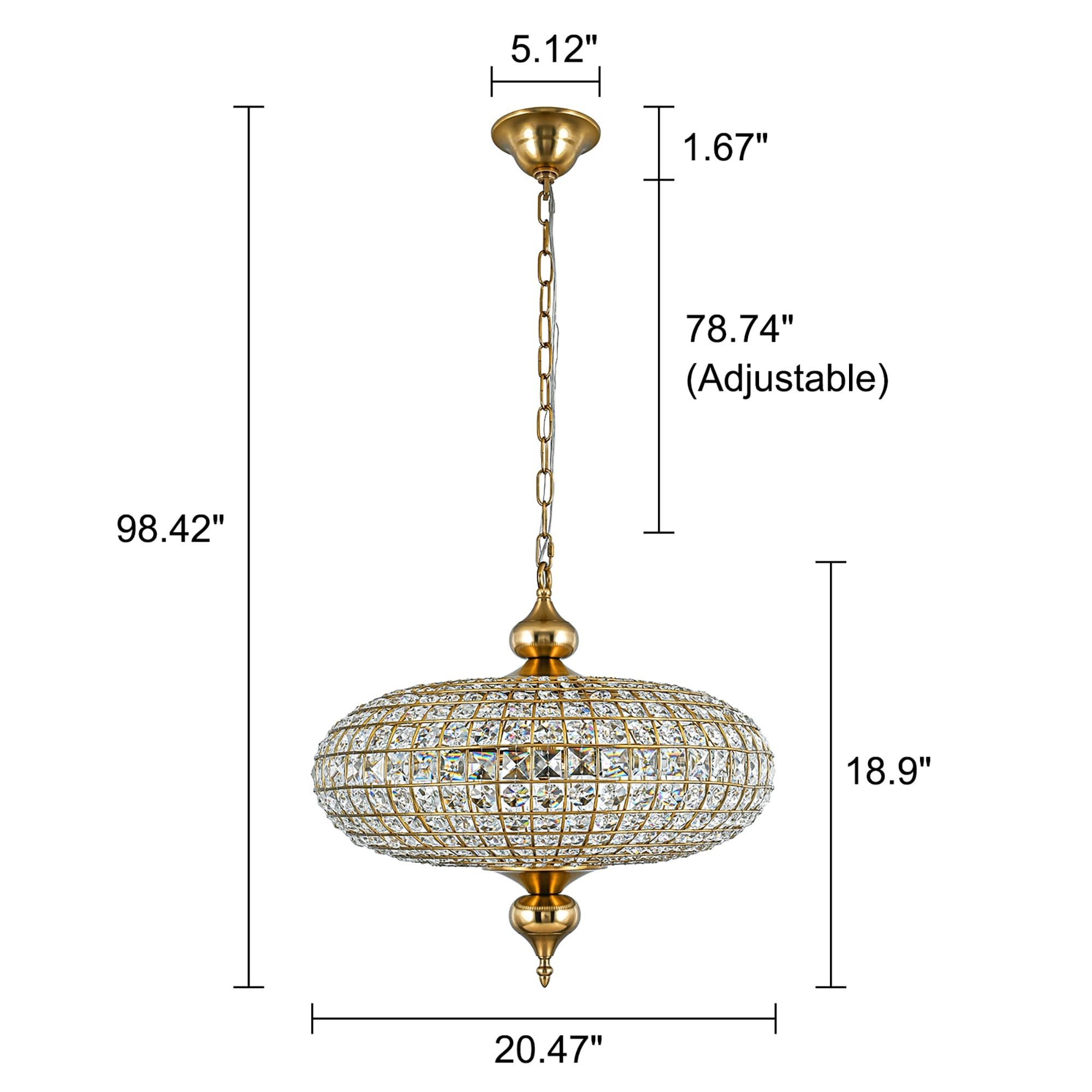 Retro French 4/5-Light Antique Brass Globe Crystal Chandelier for