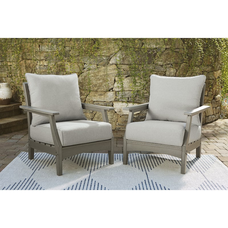 Signature Design by Ashley Visola Gray 4-Piece Outdoor Sofa Conversation Set - 80"W x 33"D x 37"H