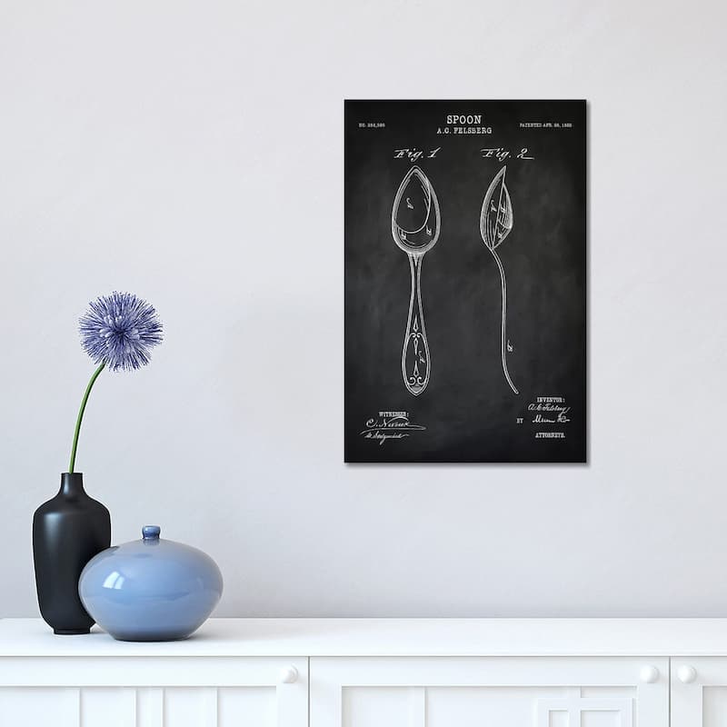 iCanvas "Spoon" by PatentPrintStore Canvas Print - 18x12x1.5