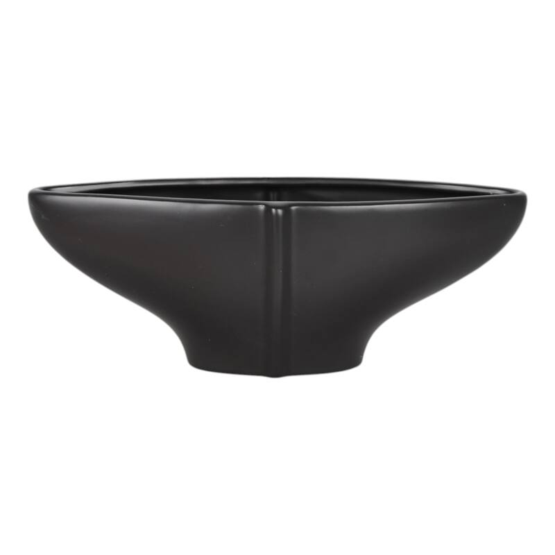 Modern Ceramic Sculptural Decorative Bowl - 16", Black - 16.0"
