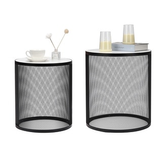 Set of 2 Nesting Metal Round Coffee Table for Indoor - Bed Bath ...