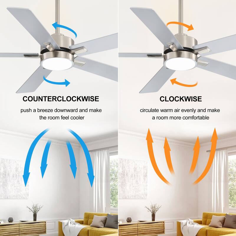 52-IN LED Satin Nickel Ceiling Fan with Light Kit and Remote-5 Blade - Satin Nickel
