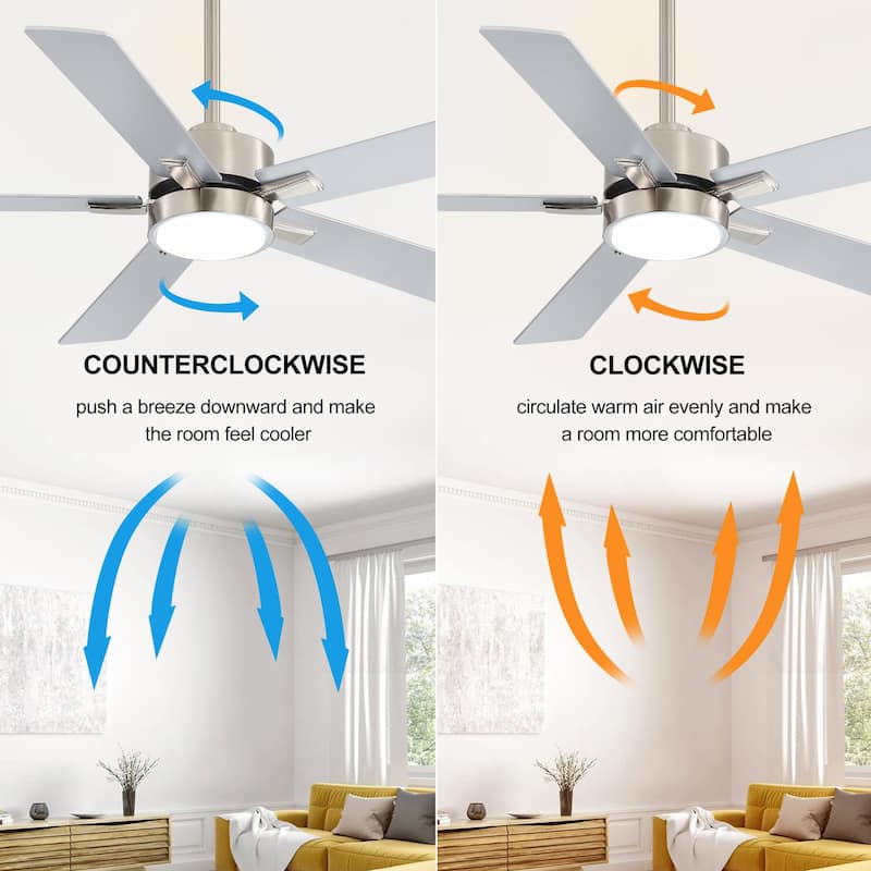 52 inch 5 Blade LED Ceiling Fan with Remote and Light Kit
