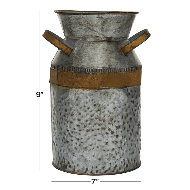 Gray Metal Milk Can Vase