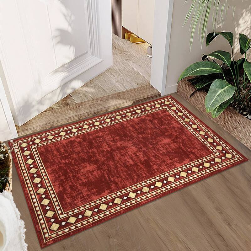 Garvee Machine Washable Rug Modern Bordered Area Rugs