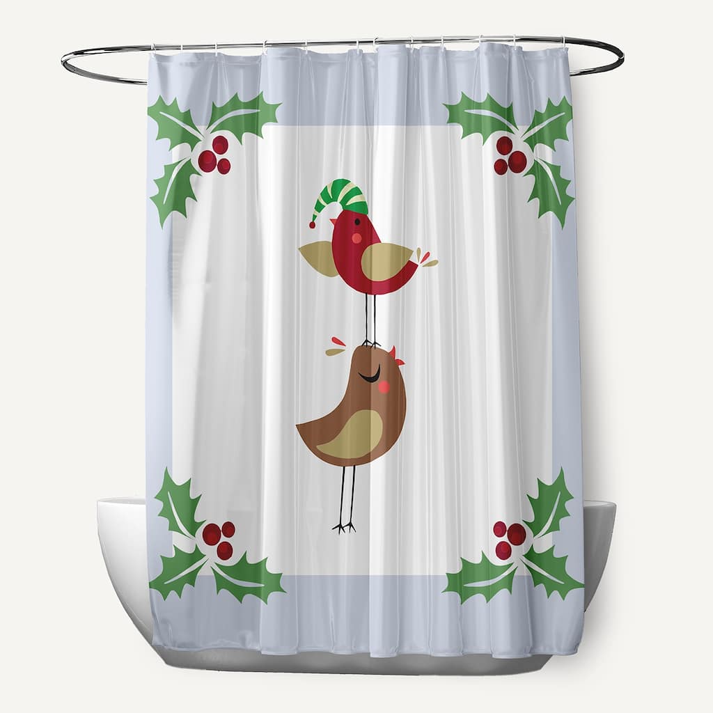Christmas Birds Shower Curtain