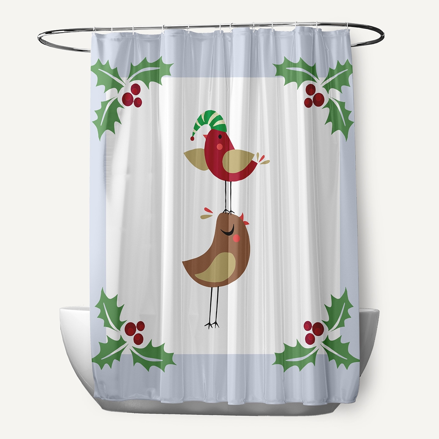 Christmas Birds Shower Curtain