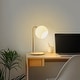 preview thumbnail 7 of 10, Brightech Krystal 14.5 in. Antique Brass Modern LED Arc Desk Lamp with White Glass Globe Shade