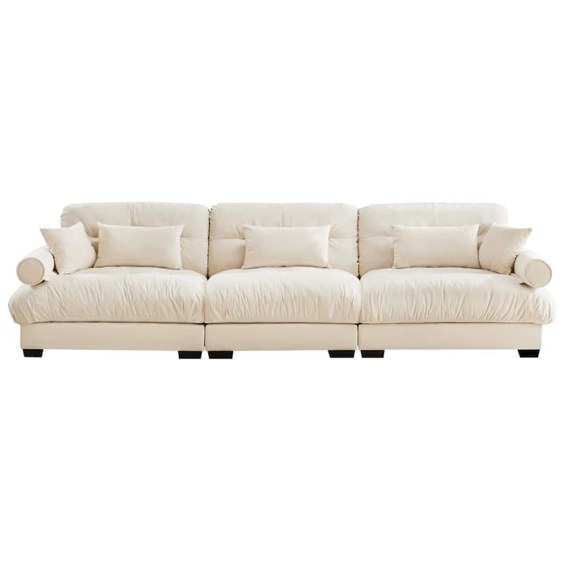 Modern Sectional Couch Comfortable Upholstered Sofa Set with Lumbar Pillow and Throw Pillow for Living Room