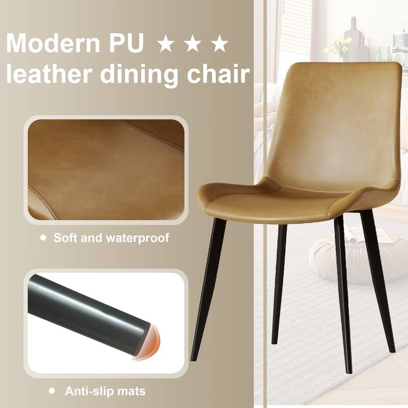 Modern PU Dining Chairs Set of 4, Kitchen Side Chairs with Metal Legs