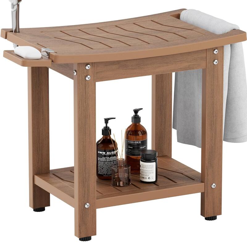HIPS Shower Bench, 2 Tier Bathroom Chair Seat with Non-Slip Feet