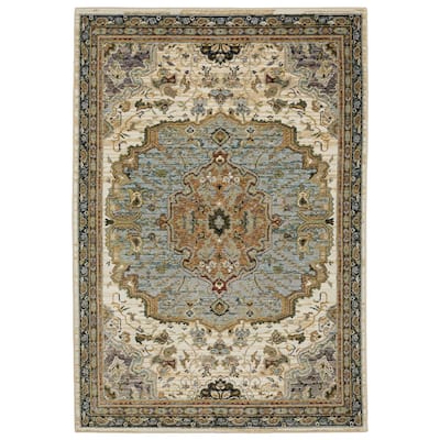 Style Haven Adalynn Center Medallion Ivory/ Blue Area Rug