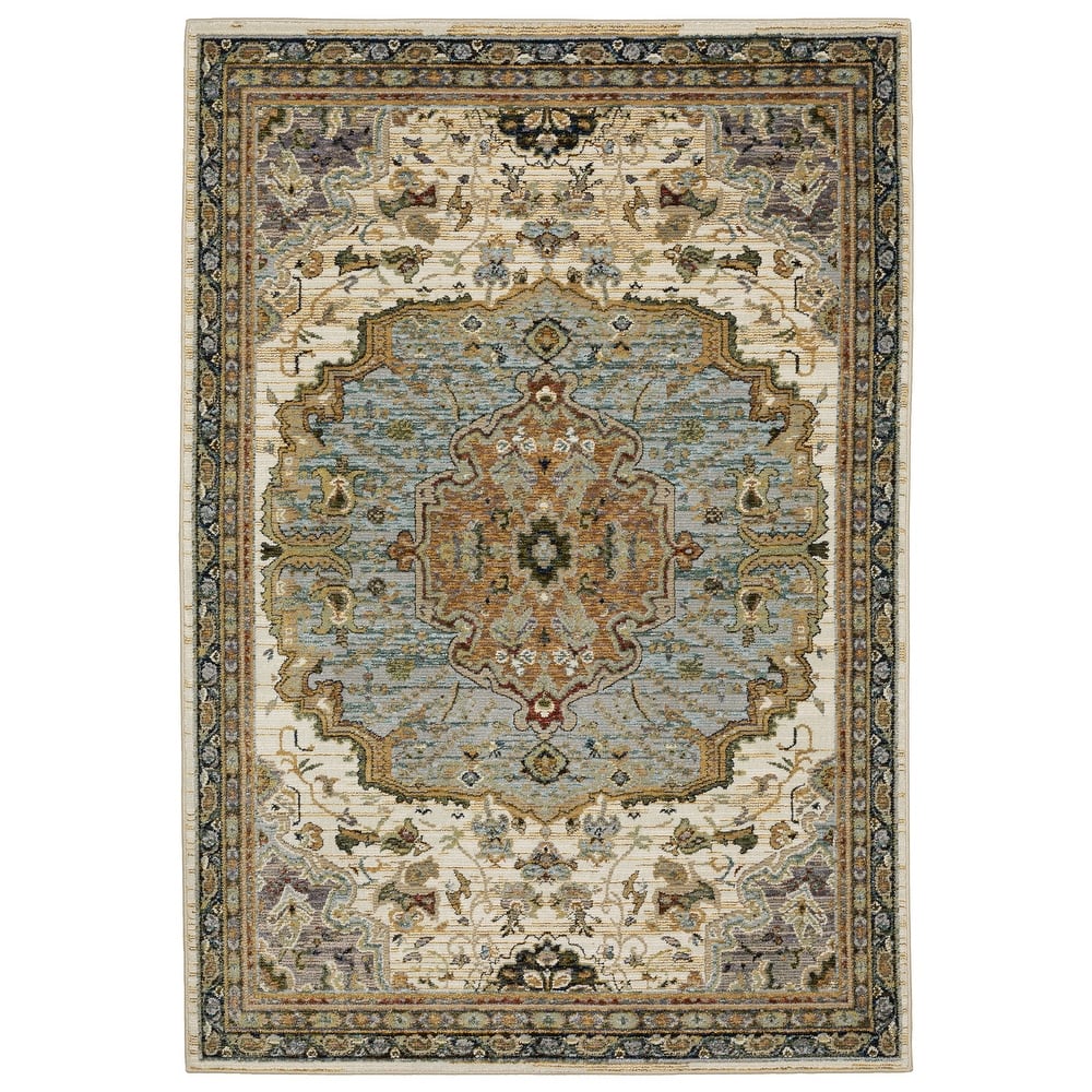 Style Haven Adalynn Center Medallion Ivory/ Blue Area Rug
