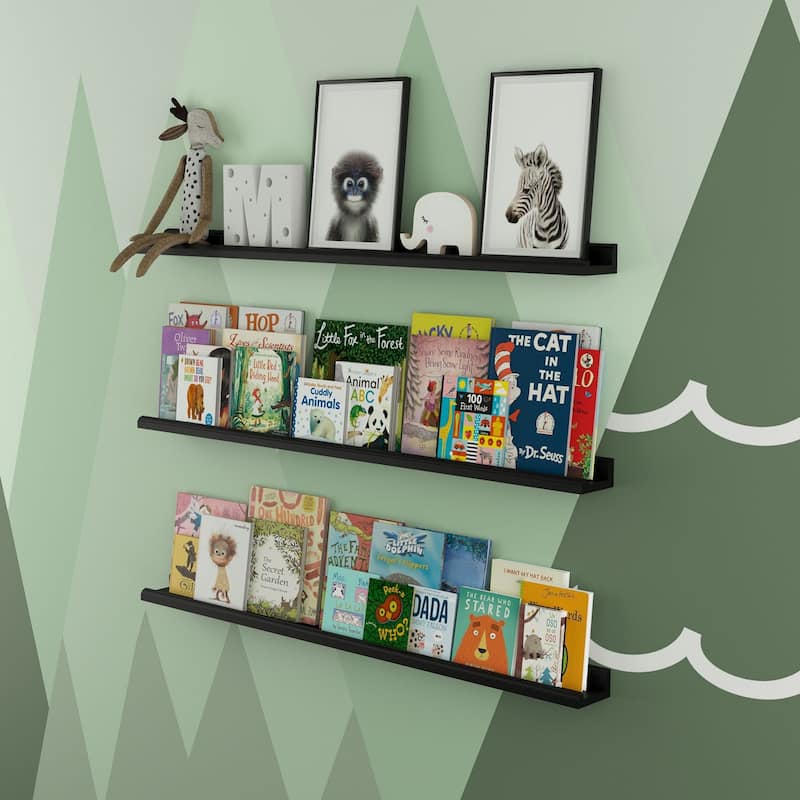 Wallniture Boston 46" Floating Shelves for Wall, Picture Ledge (Set of 3)