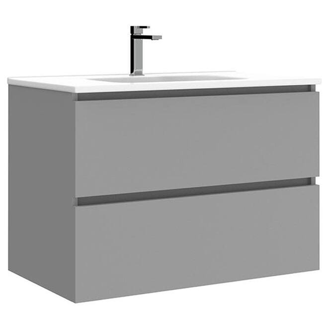 WS Bath Collections Flora C80 Flora 32" Wall Mounted Single Basin - Moka Matte