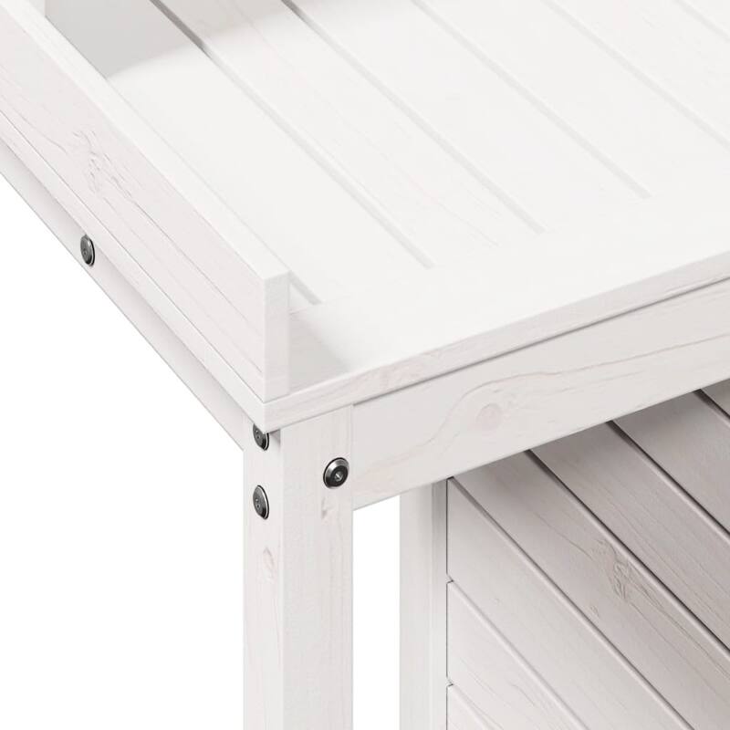 vidaXL Potting Table White Solid pine wood Medium Potting Table - 19.7 x 32.5 x 43.1 in