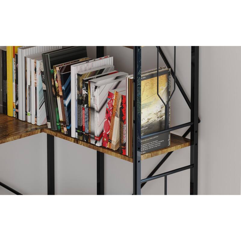7 Shelf Bookcase, Modern High Bookcase, Thickened iron frame and thickened laminate composition