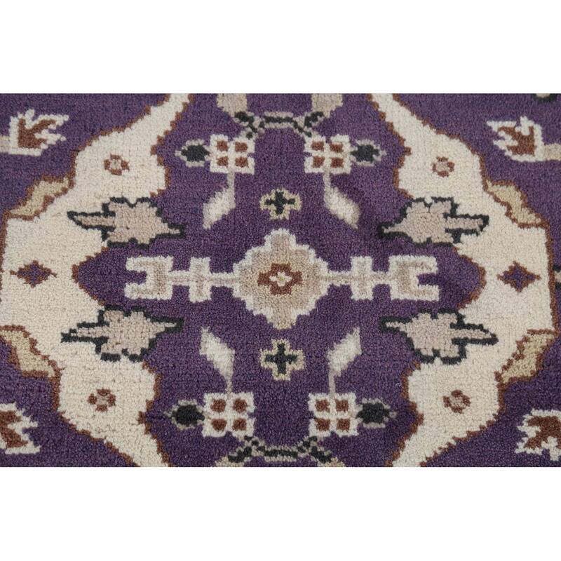 Purple Oushak Indian Area Rug Hand-Knotted Wool Carpet - 4'1"x 5'11"