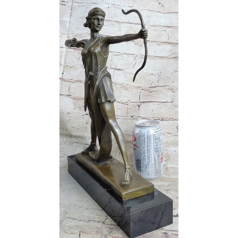 Diana The Hunter Huntress Artemis W/Bow Bronze Statue Sculpture La Faguays 14 Inches X 11 Inches