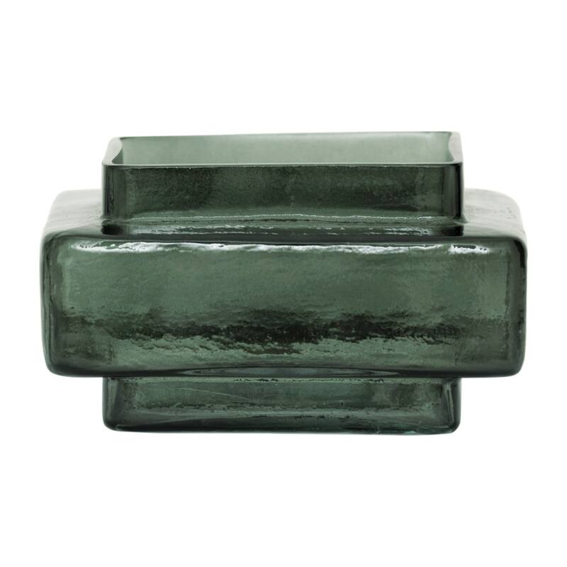 Extra Large Hammered Glass Tealight Holder - 4.5" - Green