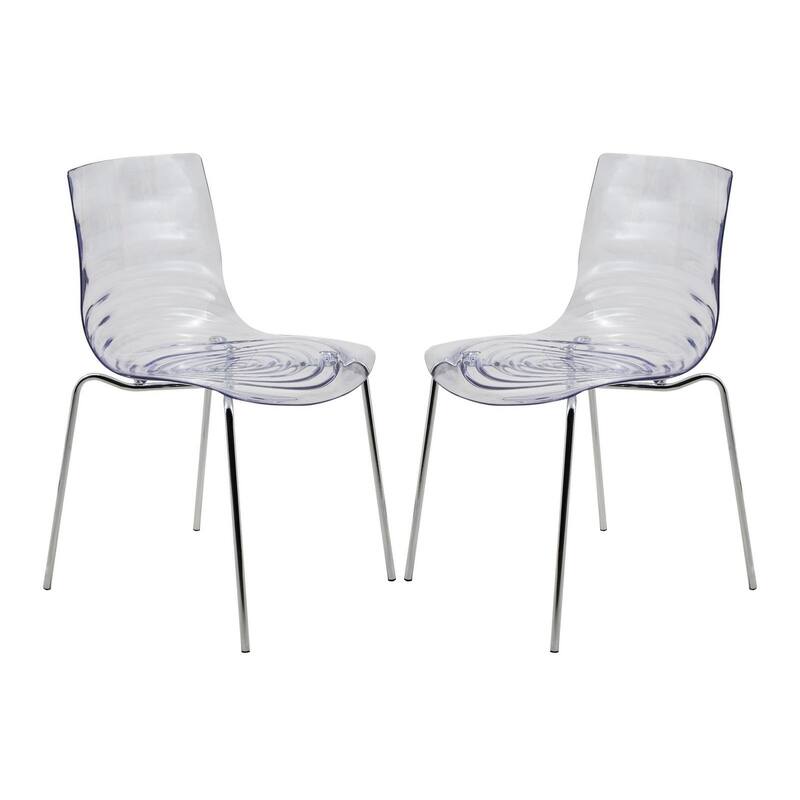 Astor Acrylic Dining Chair with Chrome Legs (Set of 2) Modern Accent Side Chair - Clear