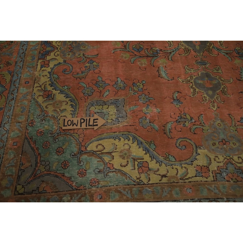 Hand Knotted Oriental 100% Wool Carpet Traditional Floral Oranges & Rust Tabriz Area Rug - 12' 8'' X 9' 4''