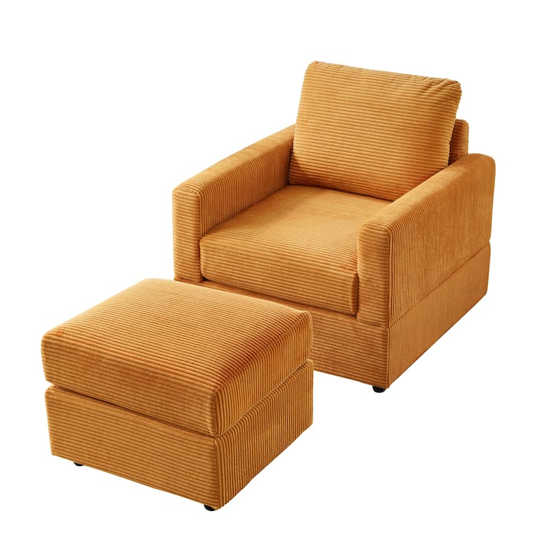 GDFStudio Classic Corduroy Club Chair with Ottoman