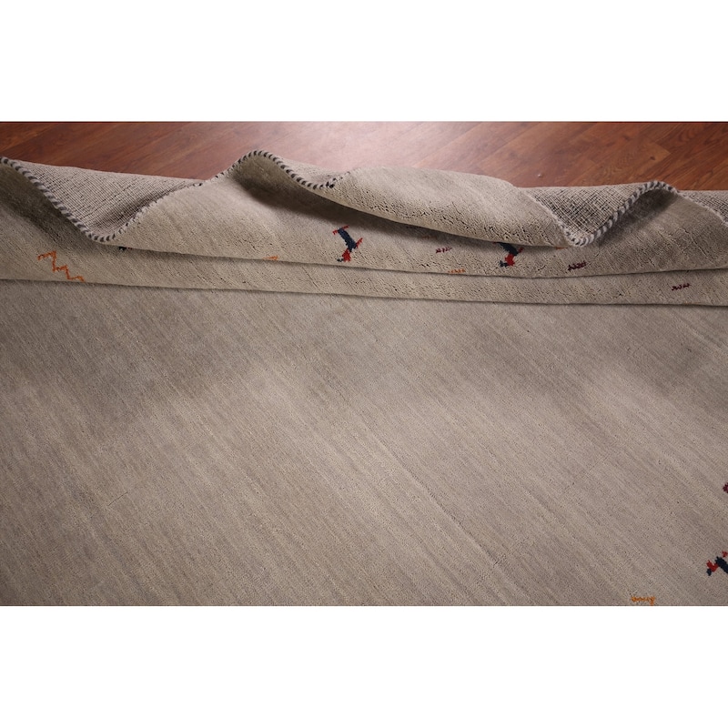 Little Animals Design Gabbeh Indian Area Rug Hand-Knotted Wool Carpet - 6'7"x 9'7"