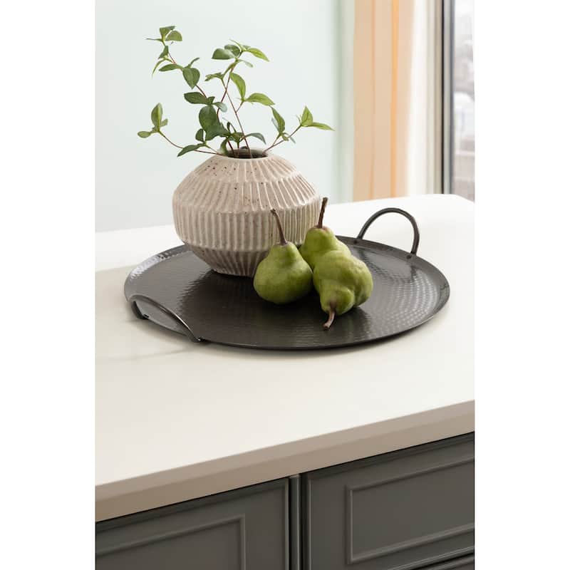 Kate and Laurel Sanzo Hammered Round Metal Tray