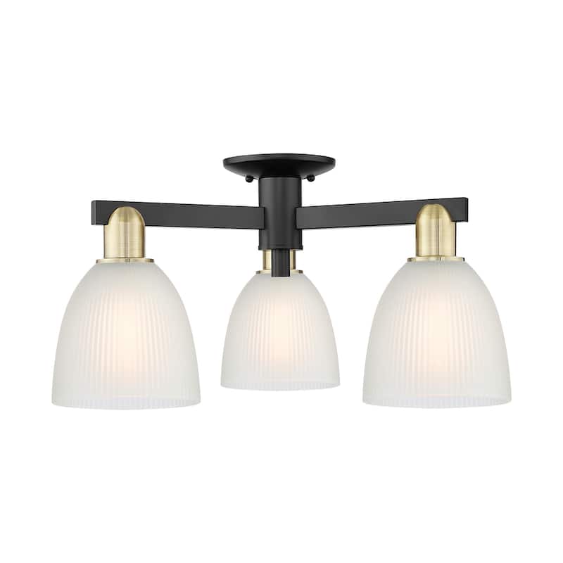 Innovations Lighting 716-3F-11-24 Castile Semi-Flush Castile 3 Light - Black Antique Brass / White