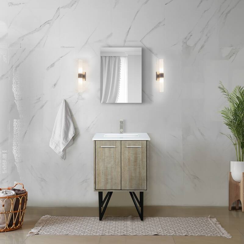 Lancy 24 in W x 20 in D Rustic Acacia Bath Vanity, Cultured Marble Top and 18 in Mirror
