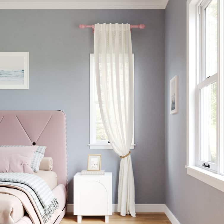Acroma Metal Adjustable Single Modern Curtain Rod Pink