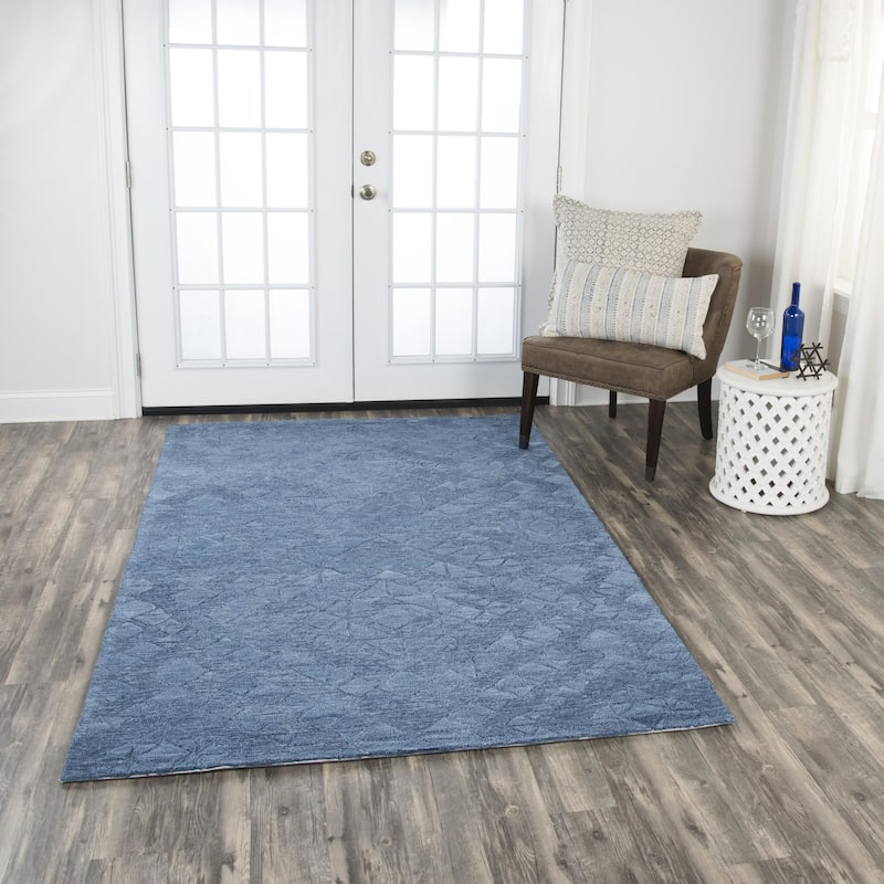 Alora Decor Emerson Blue Diamond Hand-tufted Wool Rug - 9' x 12' - Blue