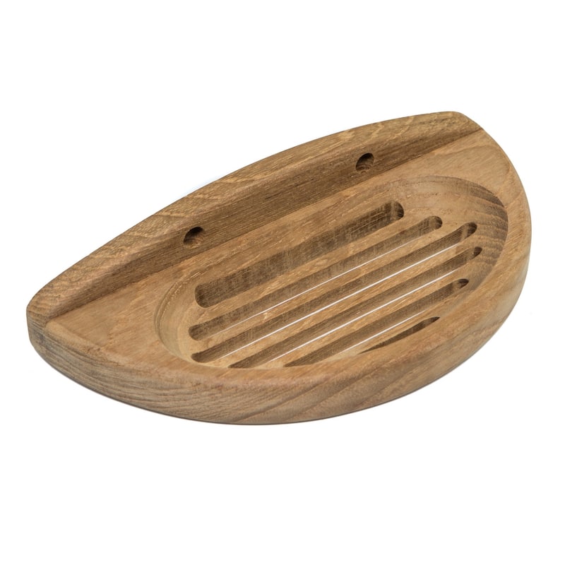 Traditional Solid Teak Wall Mount Oval Soap Dish - 1.38" 7.13" X 3.56"