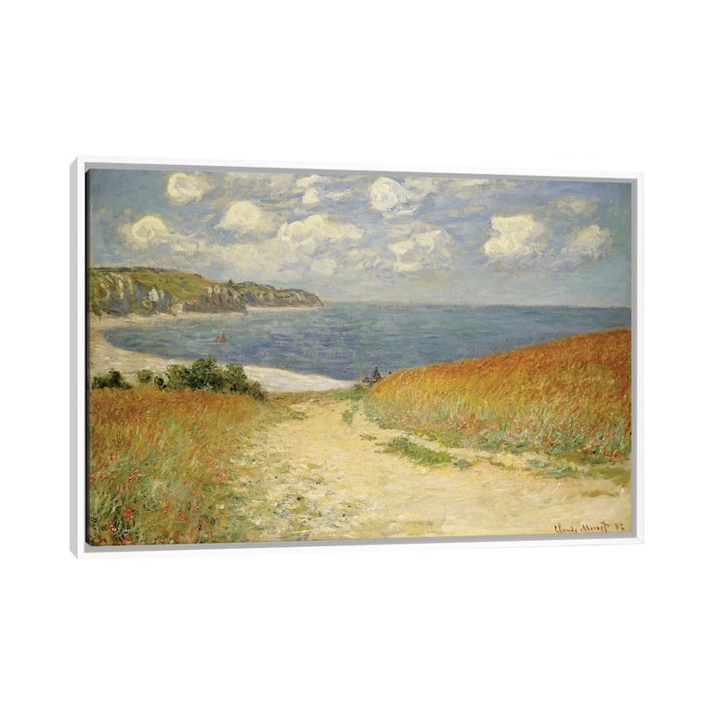 iCanvas "Path in the Wheat at Pourville, 1882 " by Claude Monet Framed Canvas Print - White - 18x26
