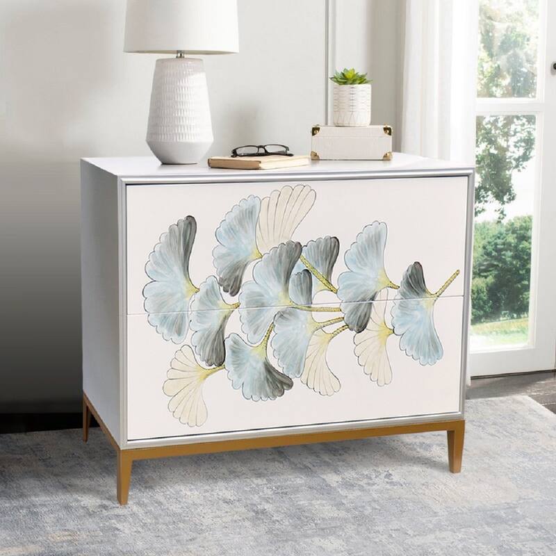 Pasargad Home Pearl Wood Nightstand with Metal Frame