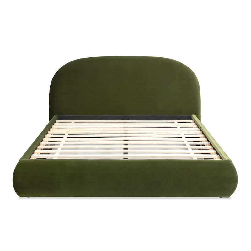 Archie Mid-Century Modern Velvet Upholstered Arched Platform Bed