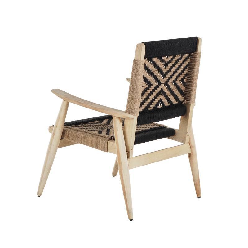 Black or White Jute Rope Handmade Living Room Accent Chair with Brown Mango Wood Frame