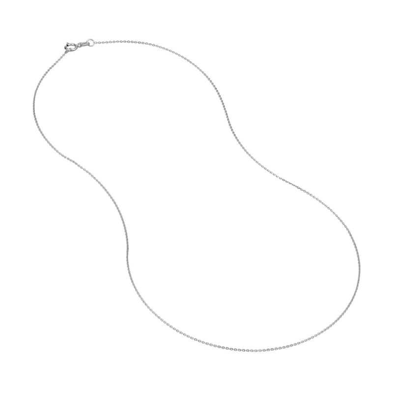 Curata 10k White Gold 0.8mm Diamond Cut Cable Chain Necklace (Spring Ring)
