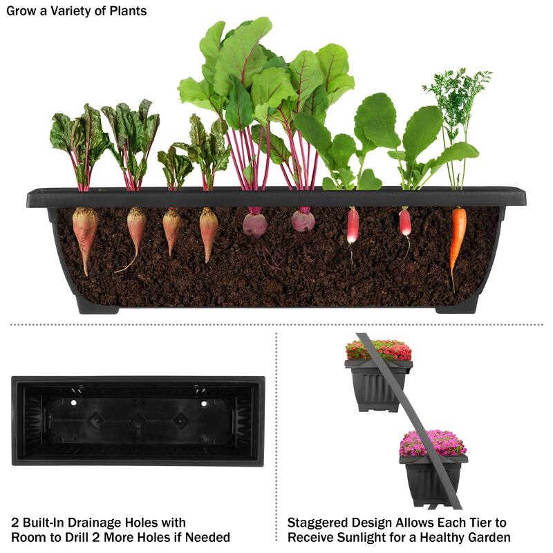 Raised Garden Beds - 4 Tier Vertical Garden Planter - Planters for Outdoor Plants by Pure Garden (Black)
